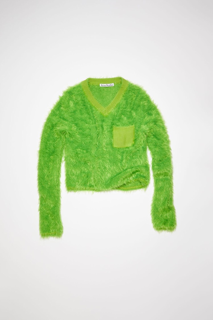 Green Acne Studios Fluffy V-neck Jumper Men's Knitwear | UKTN-98564