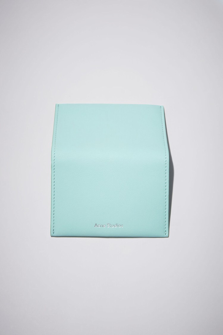 Green Acne Studios Folded Leather Card Holder Card Case | CJZL-97485