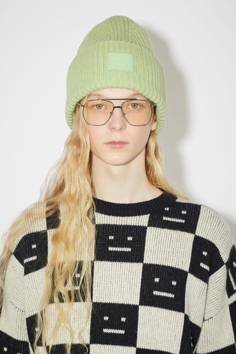 Green Acne Studios Large Face Logo Beanie | ZBKI-14832