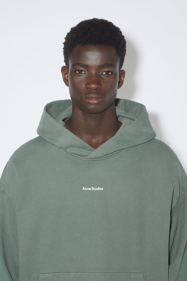 Green Acne Studios Logo Hooded Men's Hoodie | DSAL-07531