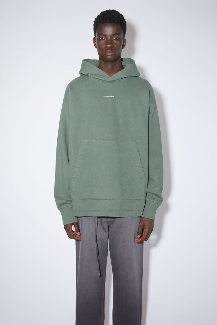 Green Acne Studios Logo Hooded Men\'s Hoodie | DSAL-07531