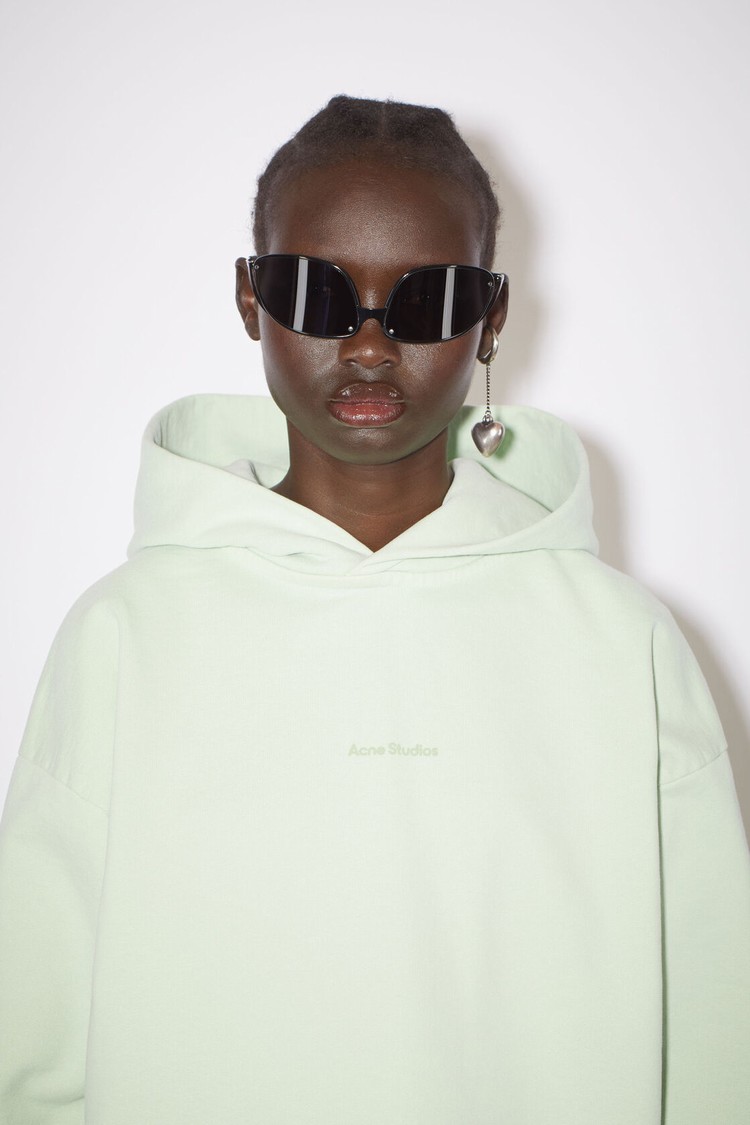 Green Acne Studios Logo Hooded Women's Hoodie | NOAF-27901