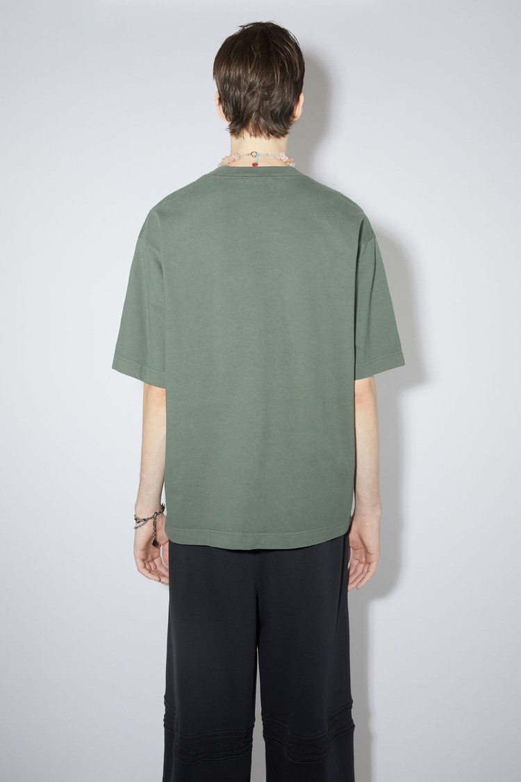 Green Acne Studios Logo Men's T Shirts | OVPI-73429