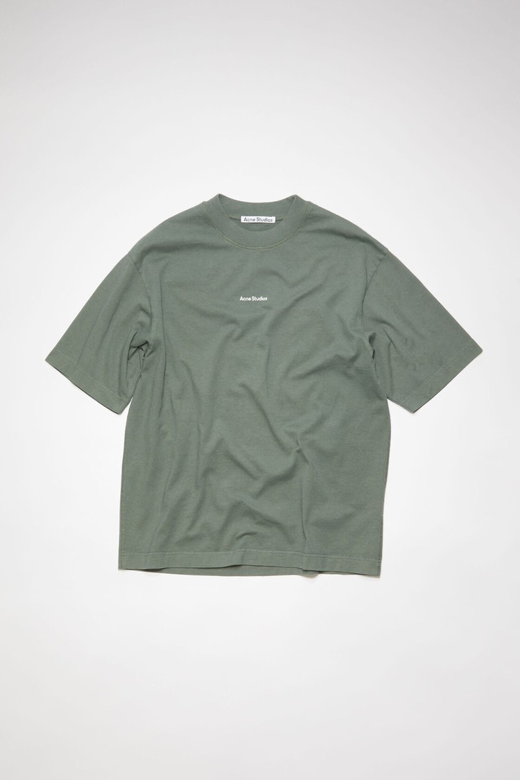 Green Acne Studios Logo Men's T Shirts | OVPI-73429