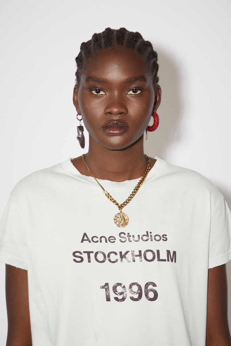 Green Acne Studios Logo Stamp Women's T Shirts | WZVP-81465