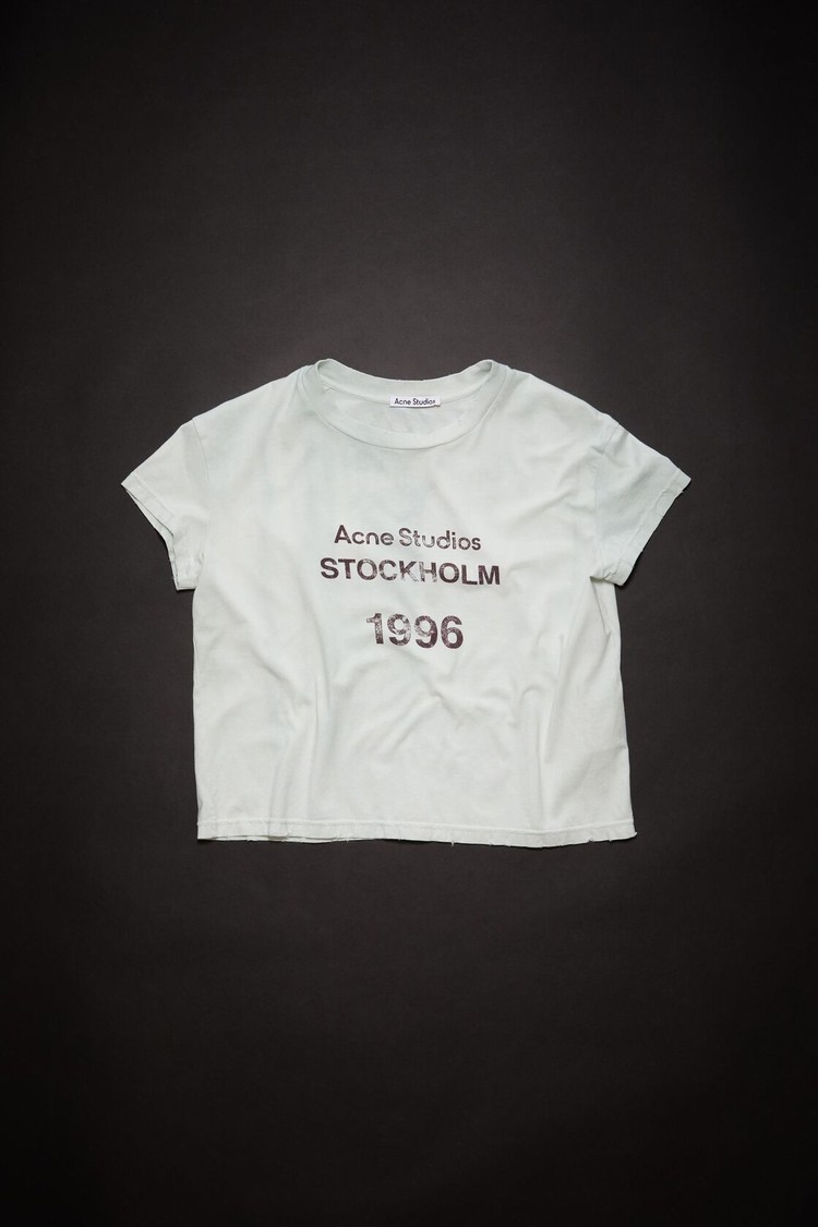 Green Acne Studios Logo Stamp Women's T Shirts | WZVP-81465