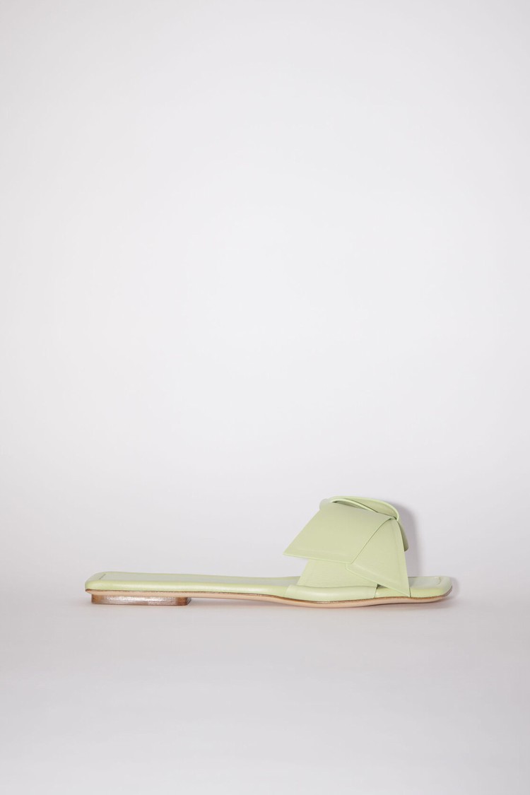 Green Acne Studios Musubi Leather Women\'s Sandals | VCRO-69725