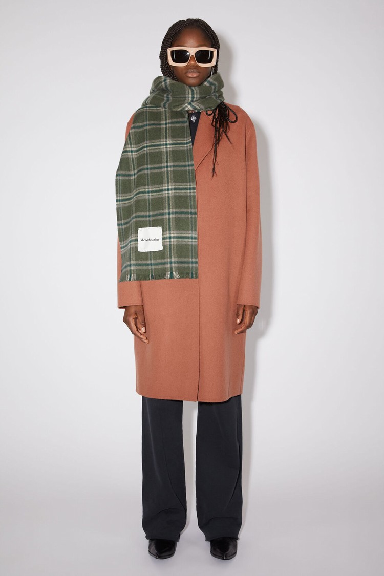 Green Acne Studios Plaid Cashmere Scarf | WFYL-07329