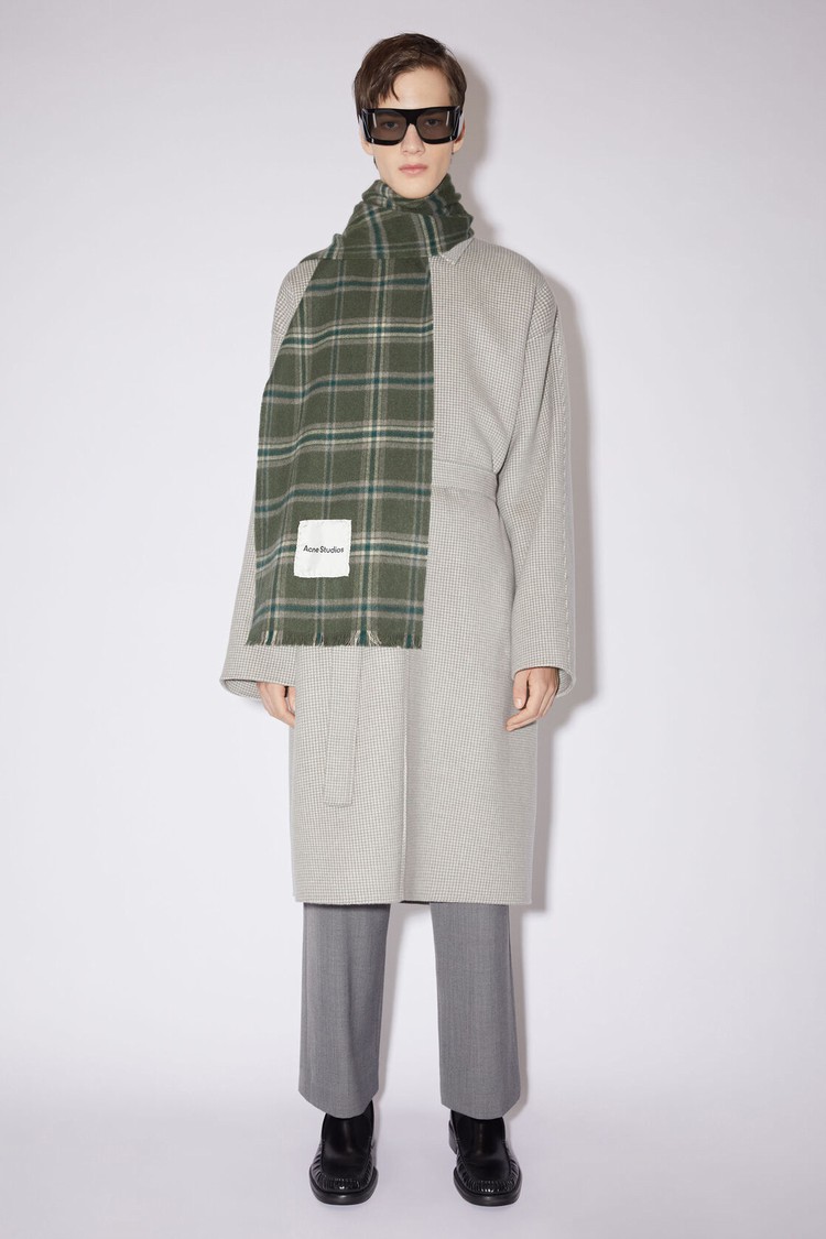 Green Acne Studios Plaid Cashmere Scarf | WFYL-07329