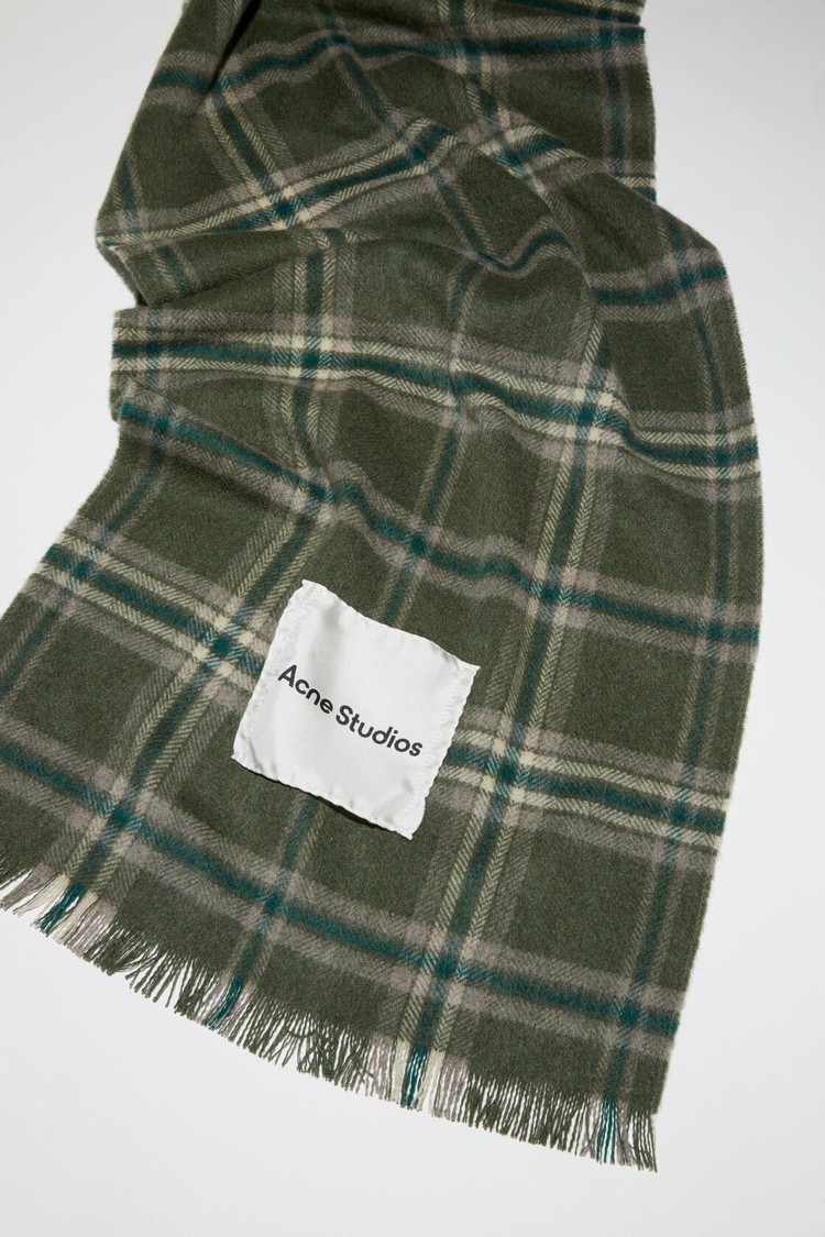 Green Acne Studios Plaid Cashmere Scarf | WFYL-07329