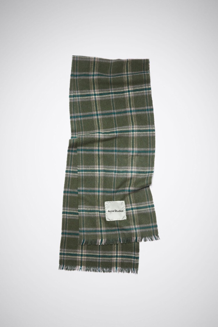 Green Acne Studios Plaid Cashmere Scarf | WFYL-07329