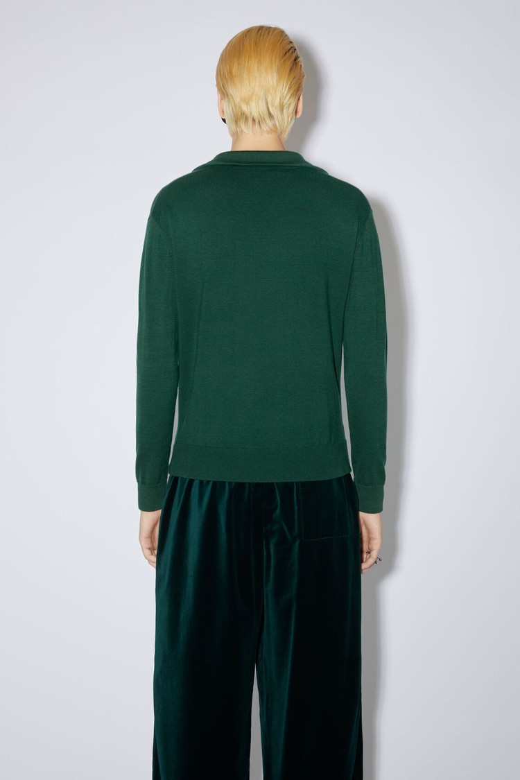 Green Acne Studios Polo Jumper Men's Knitwear | ZGAW-14507