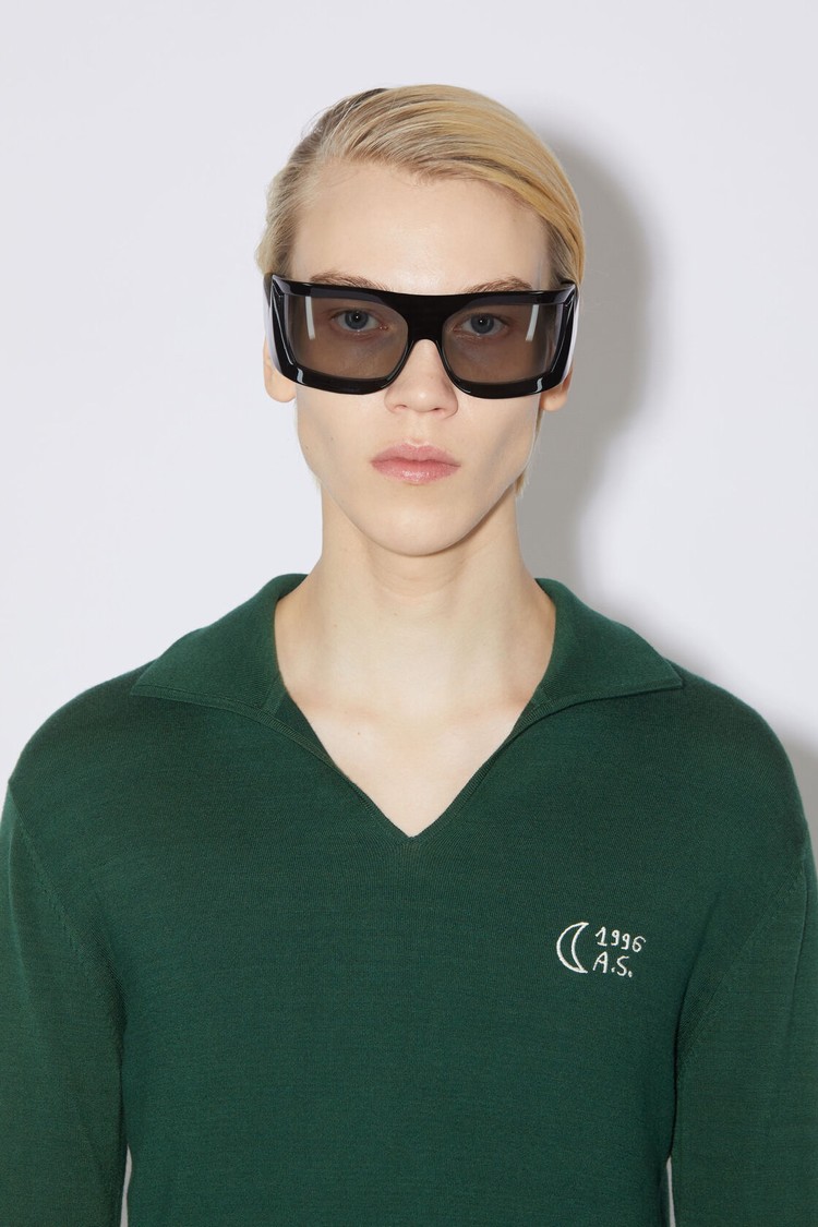 Green Acne Studios Polo Jumper Men's Knitwear | ZGAW-14507