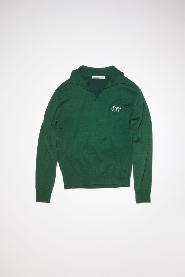 Green Acne Studios Polo Jumper Men's Knitwear | ZGAW-14507