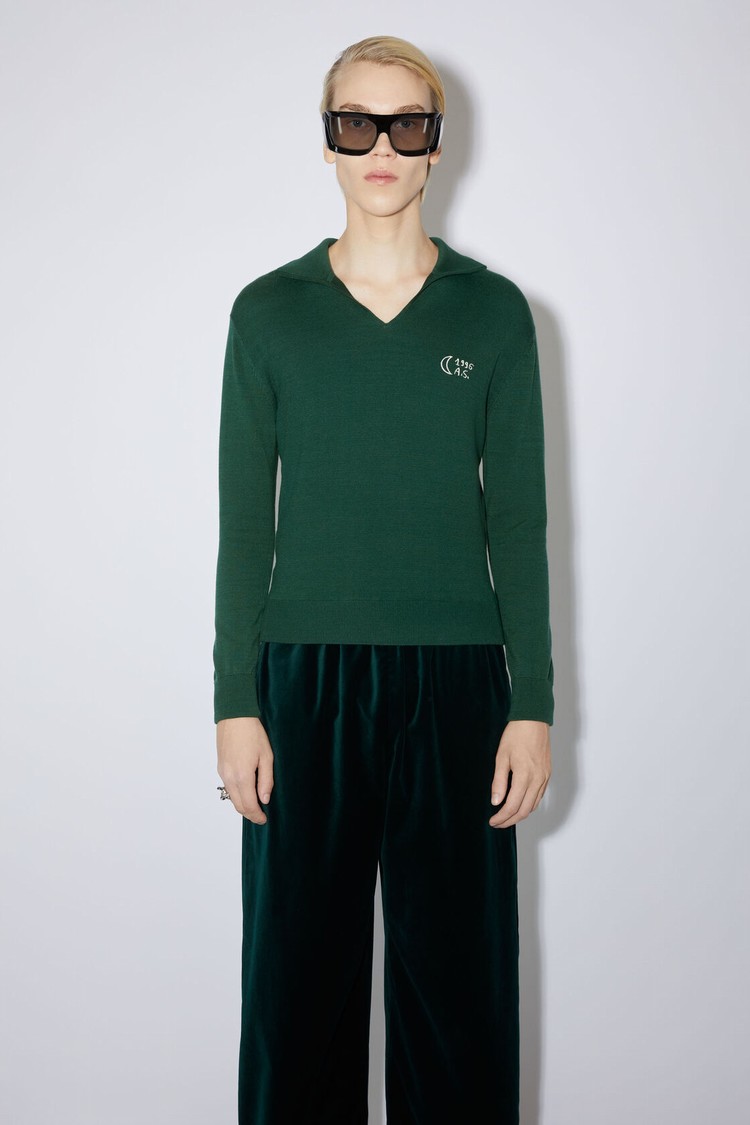 Green Acne Studios Polo Jumper Men\'s Knitwear | ZGAW-14507