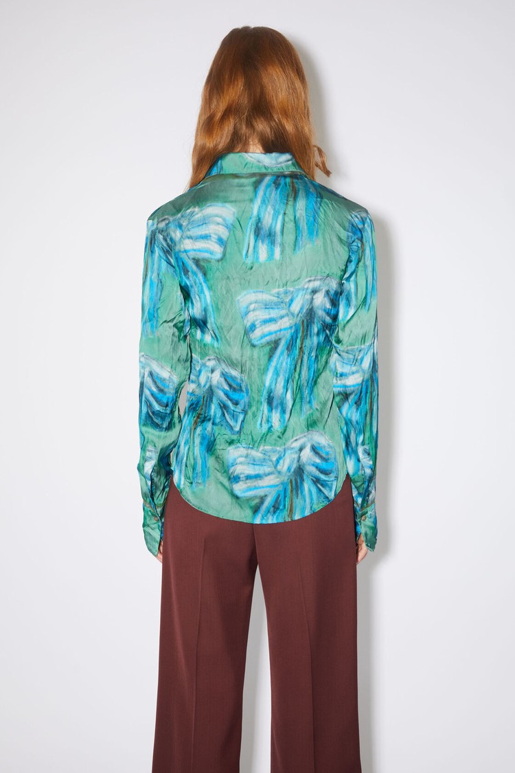 Green Acne Studios Print Button-up Women's Shirts | HQYA-65204