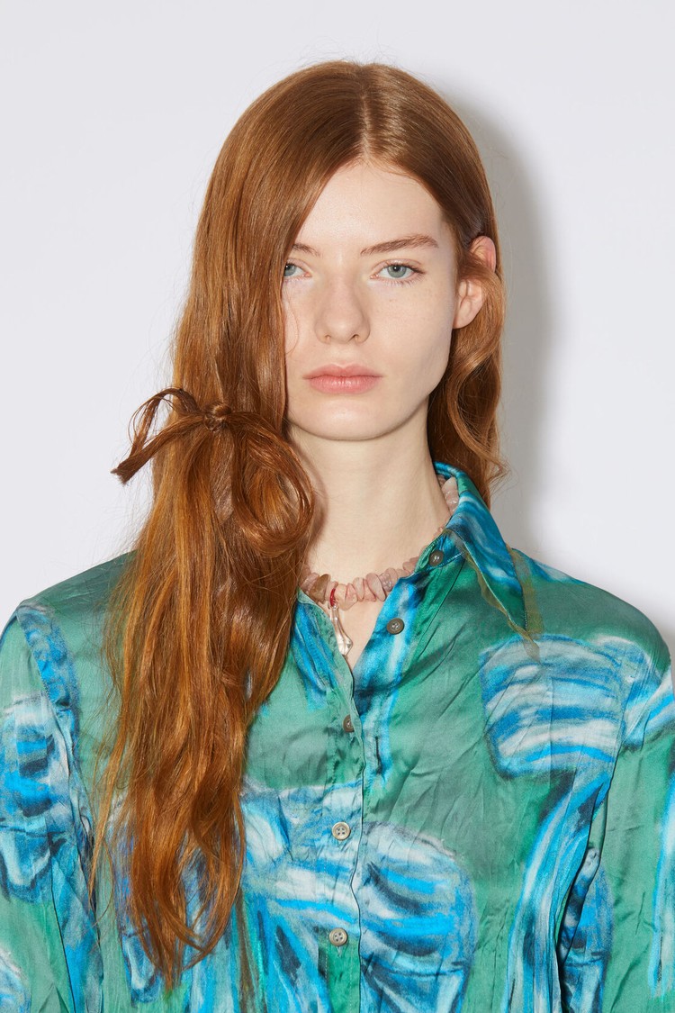 Green Acne Studios Print Button-up Women's Shirts | HQYA-65204