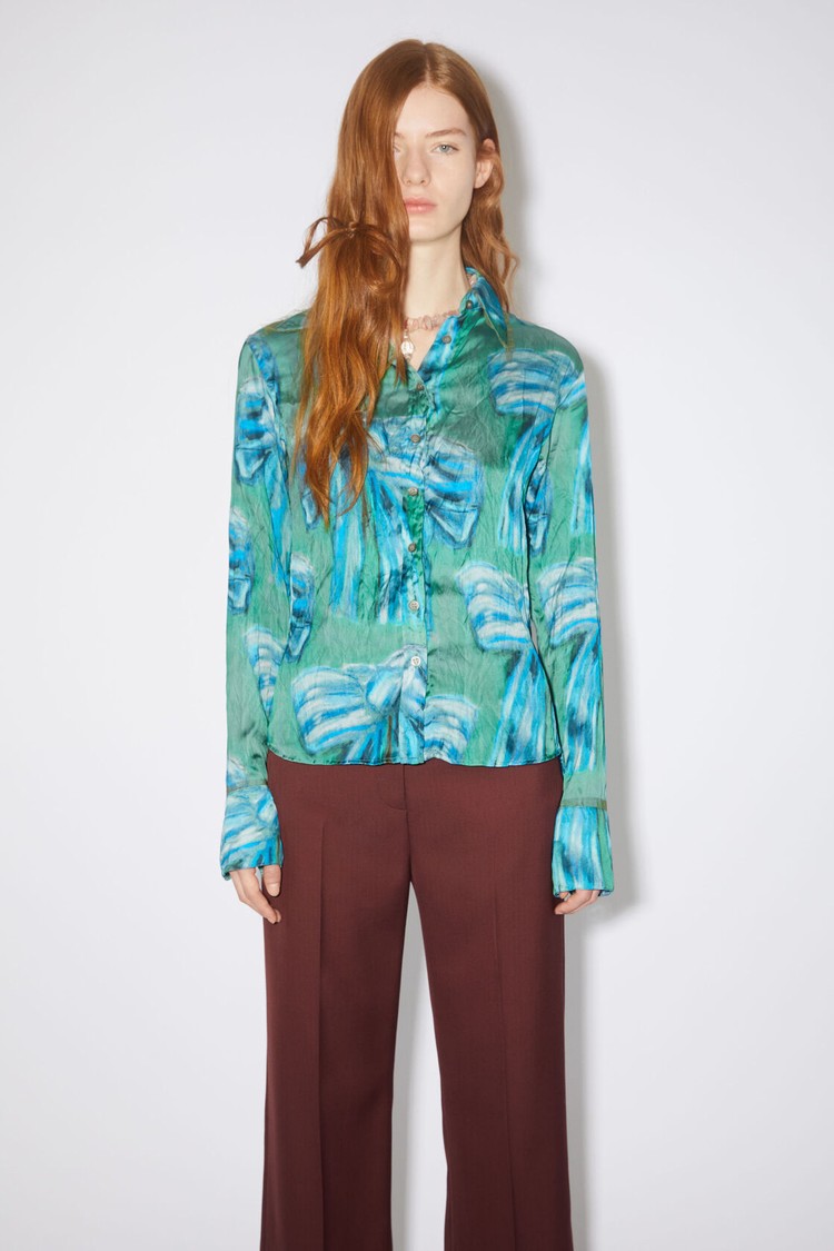 Green Acne Studios Print Button-up Women\'s Shirts | HQYA-65204