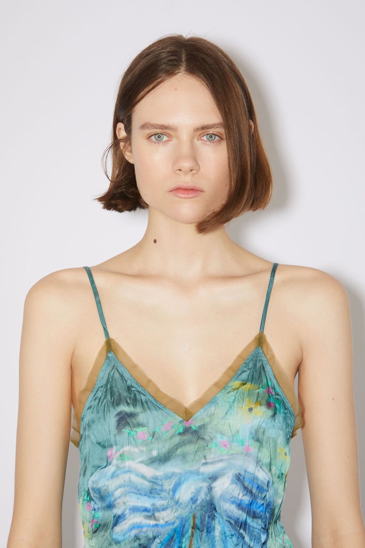 Green Acne Studios Printed Strap Top Women's Blouse | ZTDW-71305