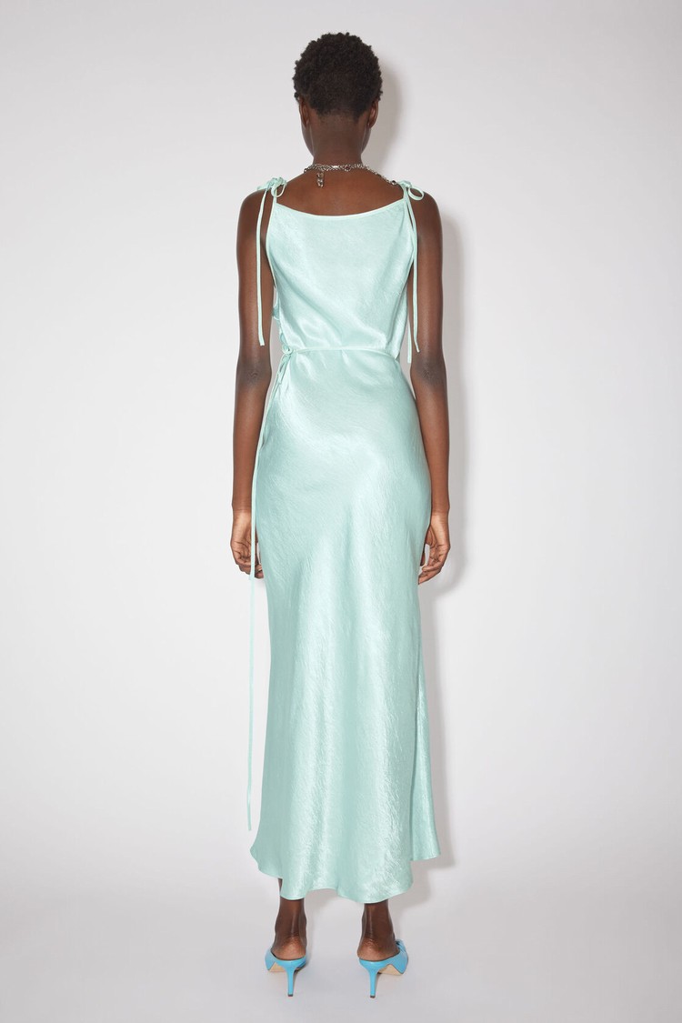 Green Acne Studios Satin Wrap Women's Dress | CJOT-15738