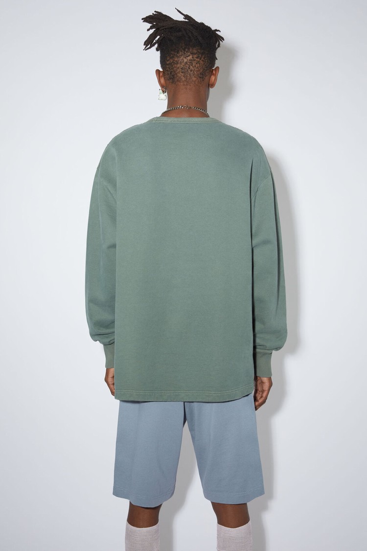 Green Acne Studios Stamp Logo Men's Sweatshirts | EZDR-97516