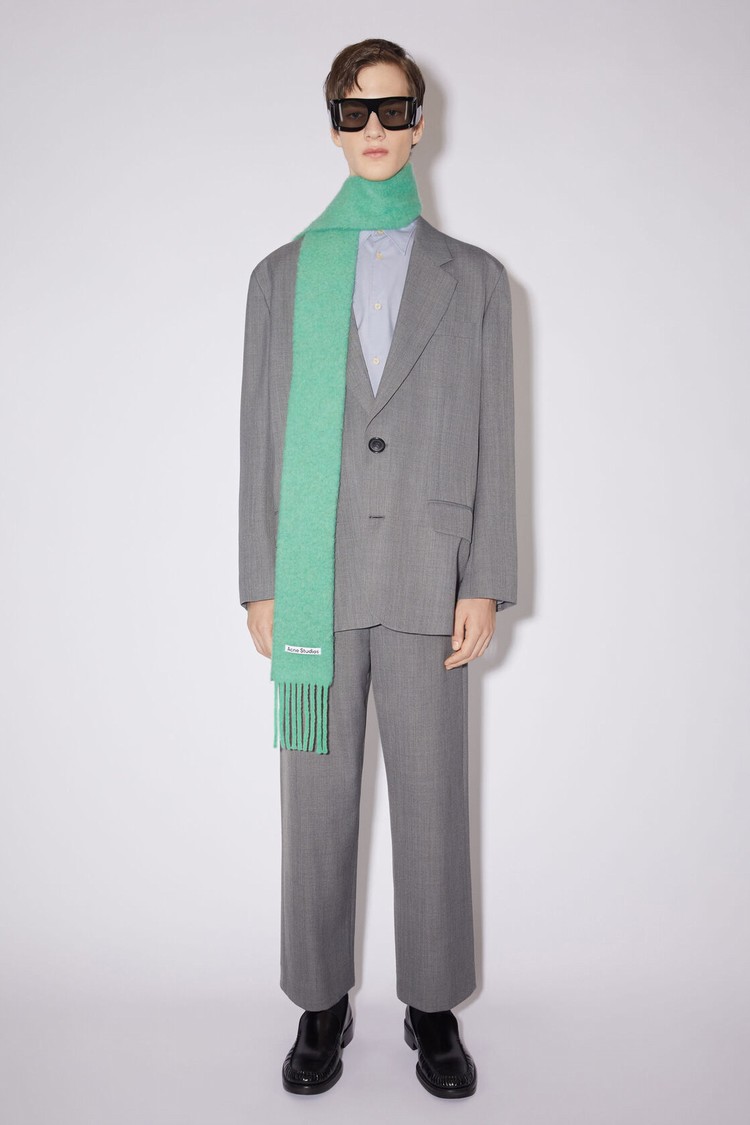 Green Acne Studios Wool-alpaca Fringe - Skinny Scarf | CMPO-04753