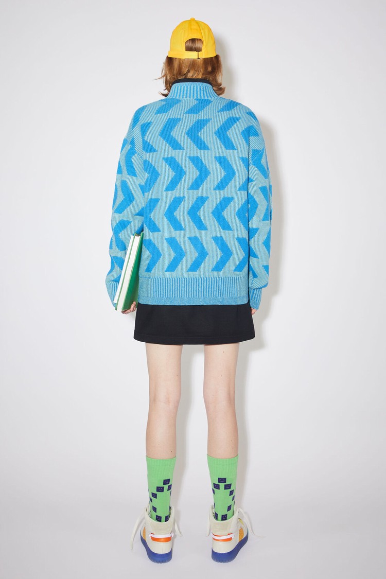 Green / Blue Acne Studios Crew Neck Jumper Women's Knitwear | BNST-47136