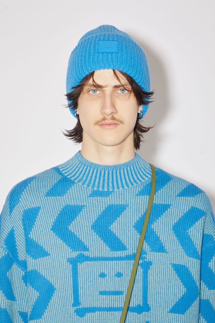 Green / Blue Acne Studios Crew Neck Jumper Men's Knitwear | USXA-61398