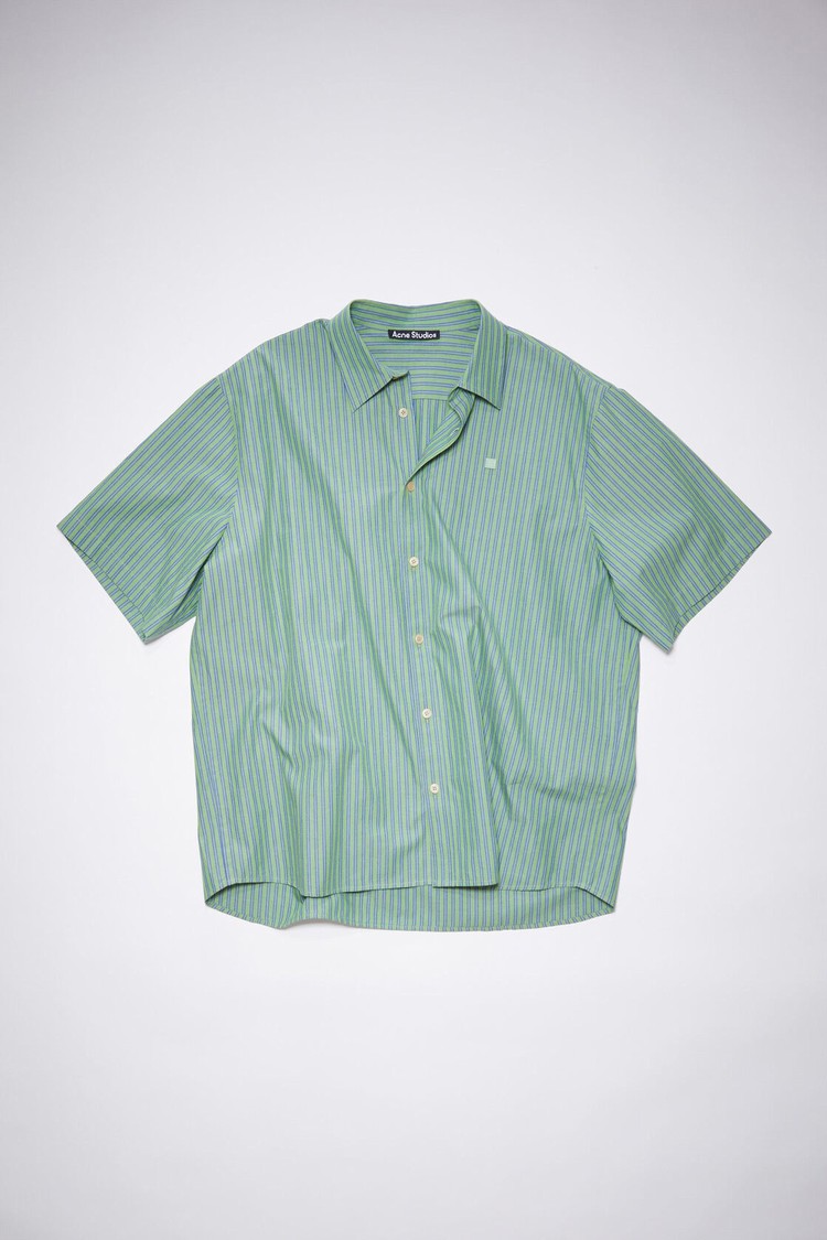 Green / Blue Acne Studios Short Sleeve Button-up Men's Shirts | GFEA-91682