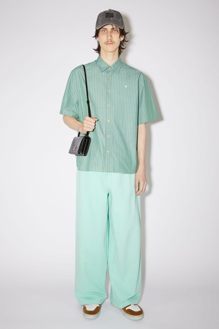 Green / Blue Acne Studios Short Sleeve Button-up Men\'s Shirts | GFEA-91682