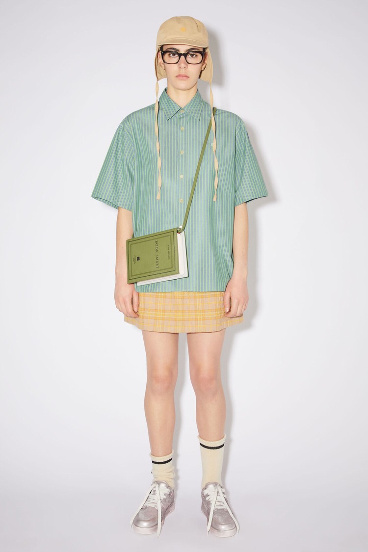 Green / Blue Acne Studios Short Sleeve Button-up Women\'s Shirts | YQBS-67354