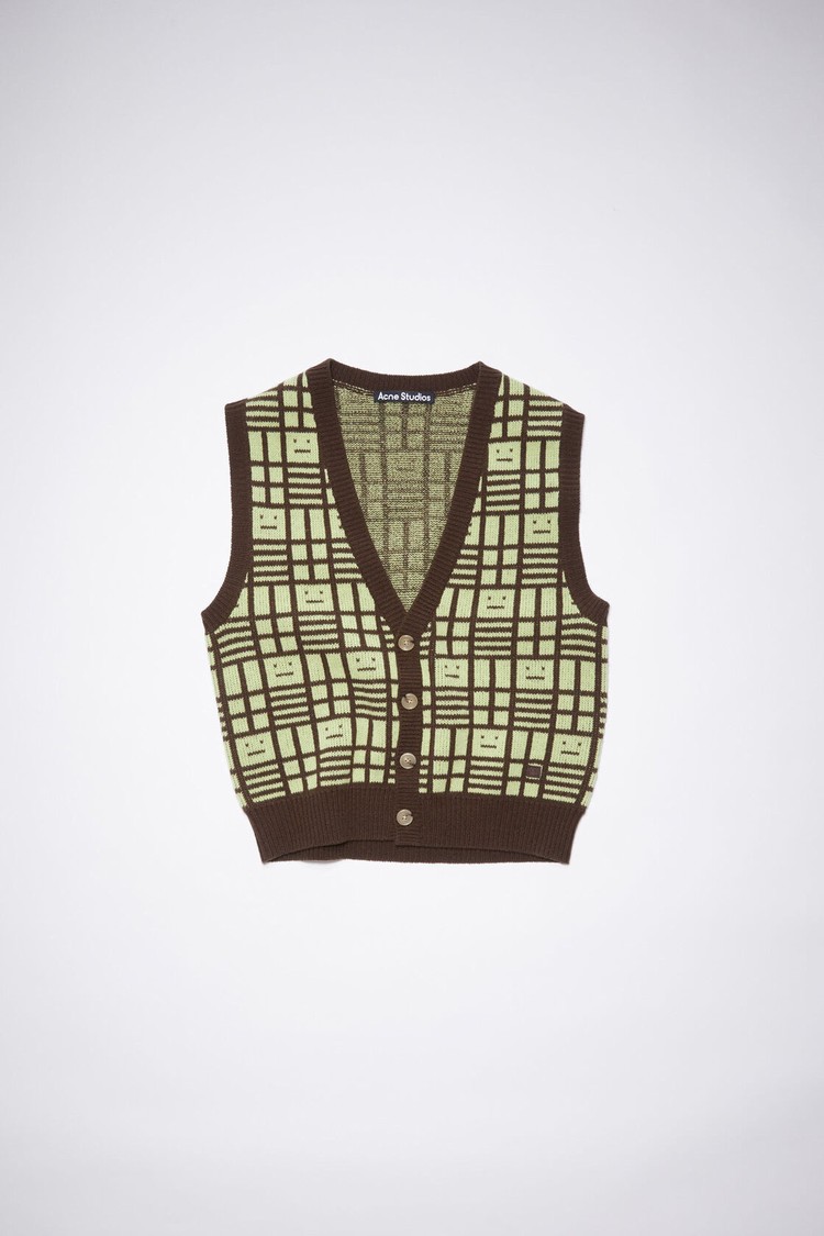 Green / Brown Acne Studios Sleeveless Men's Cardigan | RJXE-92657