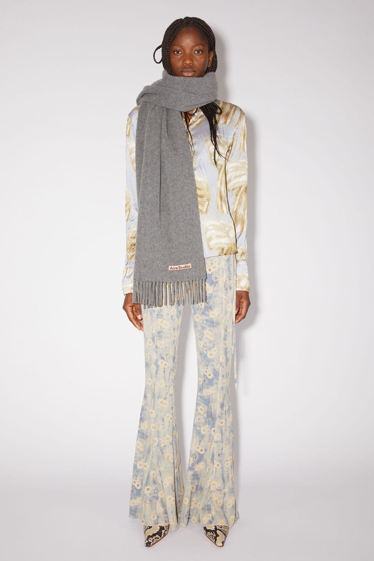 Grey Acne Studios Fringe Wool - Narrow Scarf | QNCH-04618