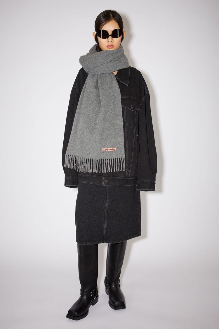 Grey Acne Studios Fringe Wool - Oversized Scarf | IQRD-54103