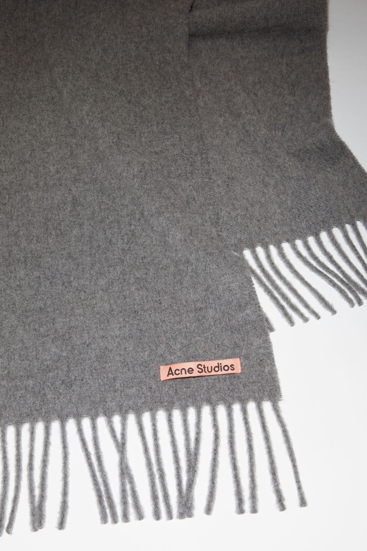 Grey Acne Studios Fringe Wool - Skinny Scarf | MEXH-17543