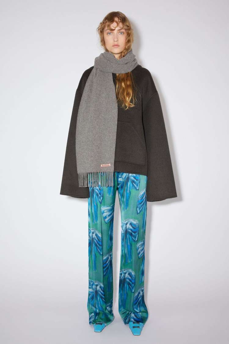 Grey Acne Studios Fringe Wool - Skinny Scarf | NZCF-09653