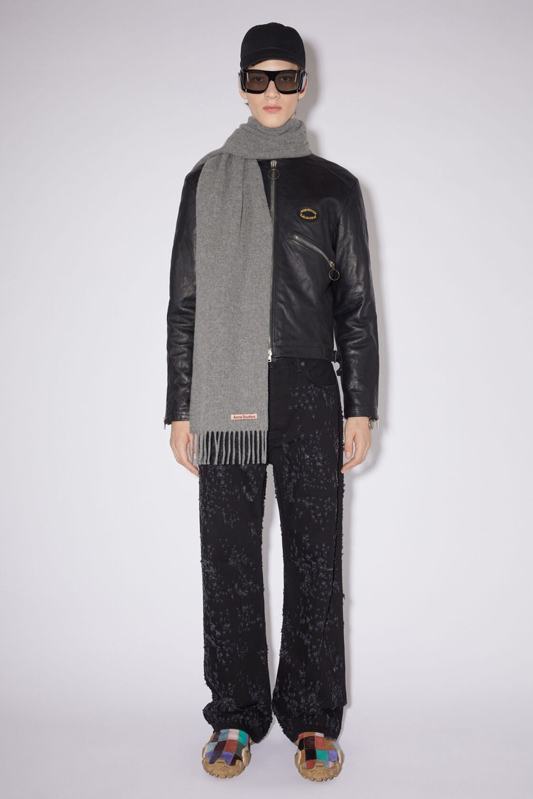 Grey Acne Studios Fringe Wool - Skinny Scarf | NZCF-09653