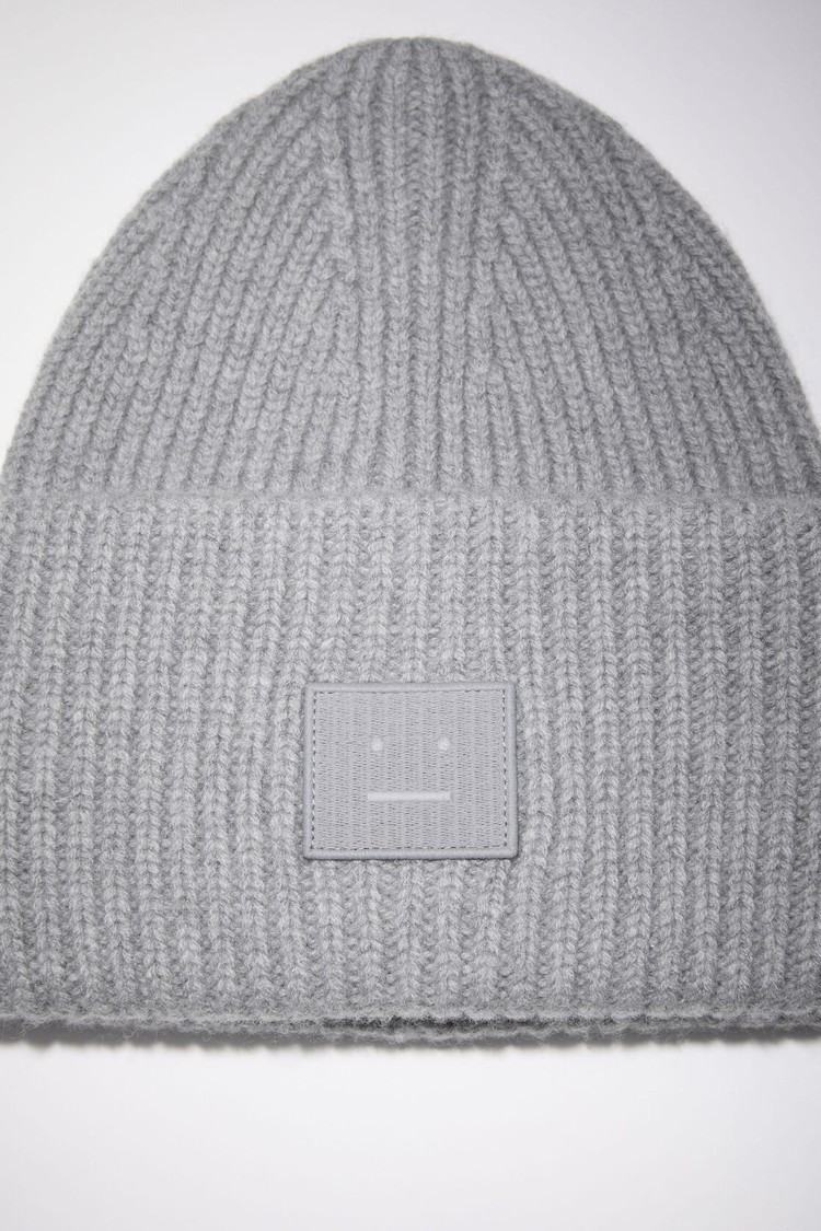 Grey Acne Studios Large Face Logo Beanie | ARDC-84291