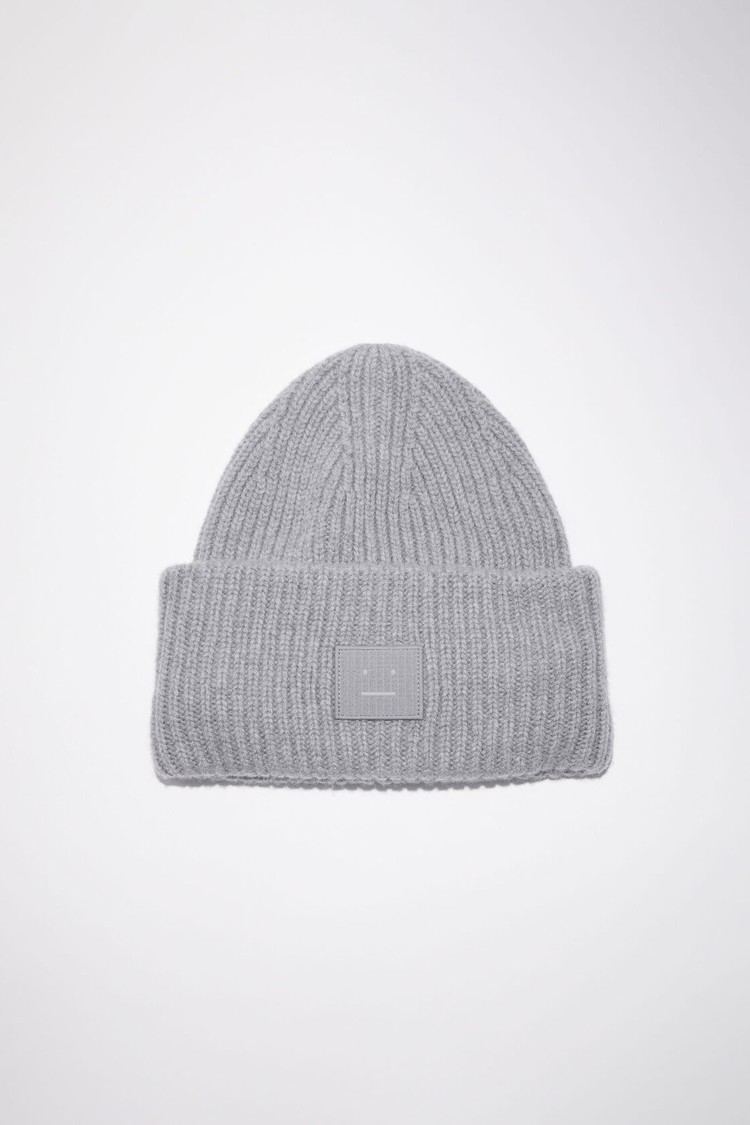 Grey Acne Studios Large Face Logo Beanie | ARDC-84291