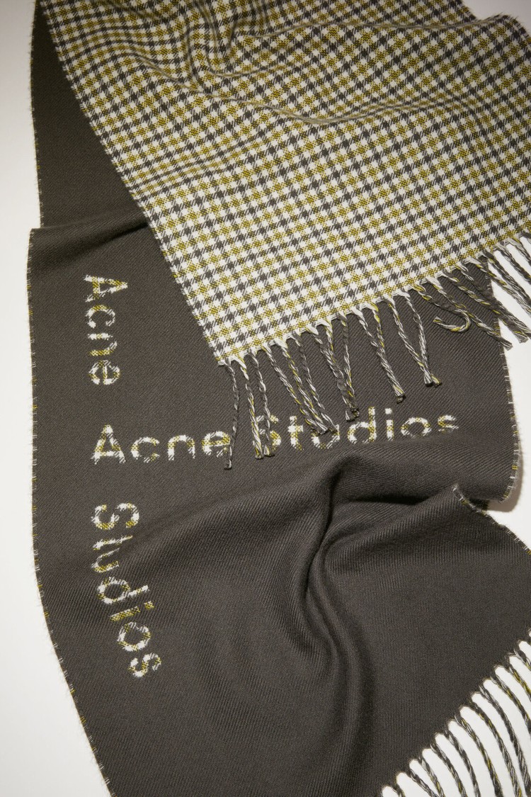 Grey Acne Studios Logo Check Wool Scarf | GWCX-70815