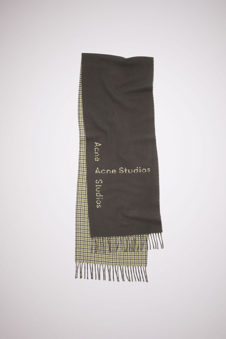 Grey Acne Studios Logo Check Wool Scarf | GWCX-70815