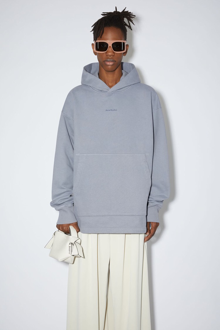 Grey Acne Studios Logo Hooded Men\'s Hoodie | CJFR-01635