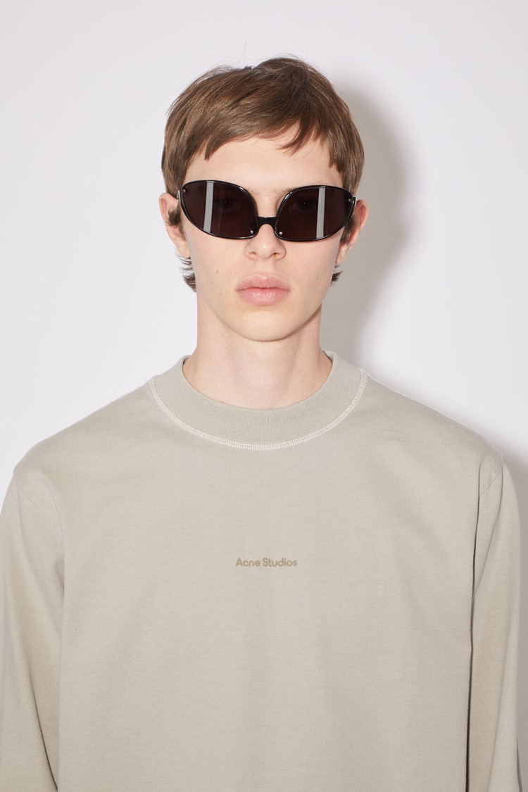 Grey Acne Studios Logo Long Sleeve Men's T Shirts | CYKL-42981