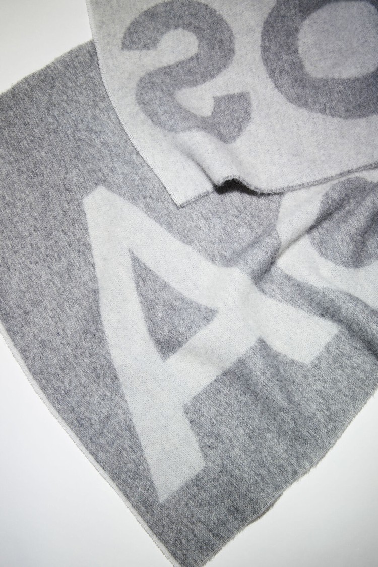 Grey Acne Studios Logo Wool Blend Scarf | BGOH-36742