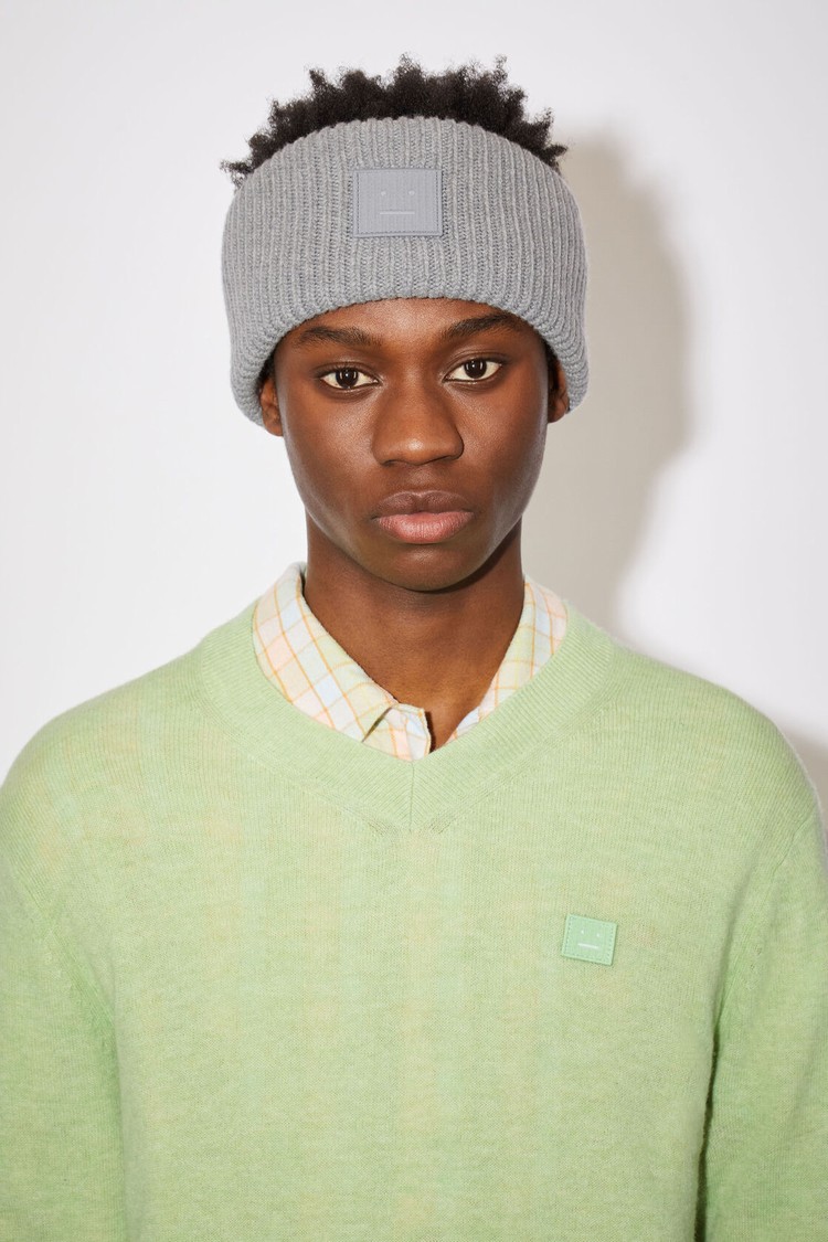 Grey Acne Studios Ribbed Knit Headband Beanie | ARJB-20167