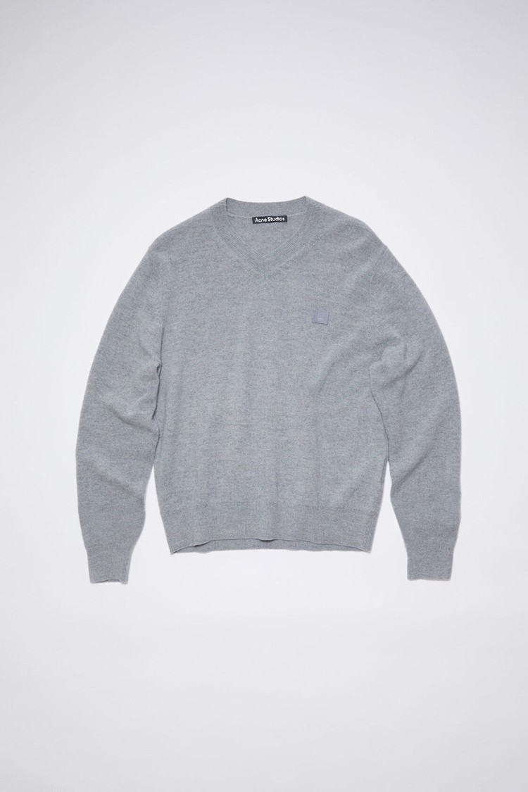 Grey Acne Studios Wool V-neck Men's Knitwear | DQXC-51867