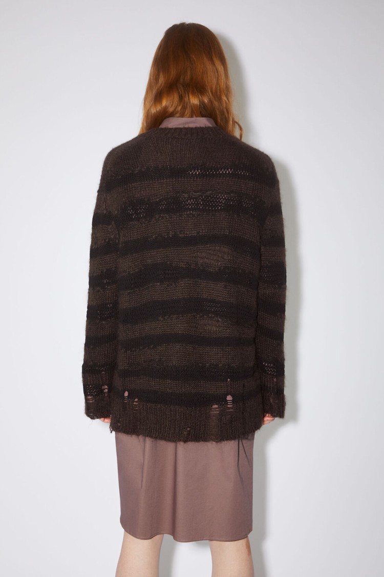 Grey / Black Acne Studios Distressed Stripe Jumper Women's Knitwear | NMQA-08597