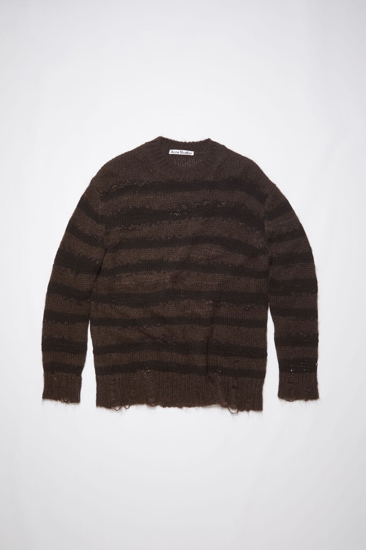 Grey / Black Acne Studios Distressed Stripe Jumper Women's Knitwear | NMQA-08597