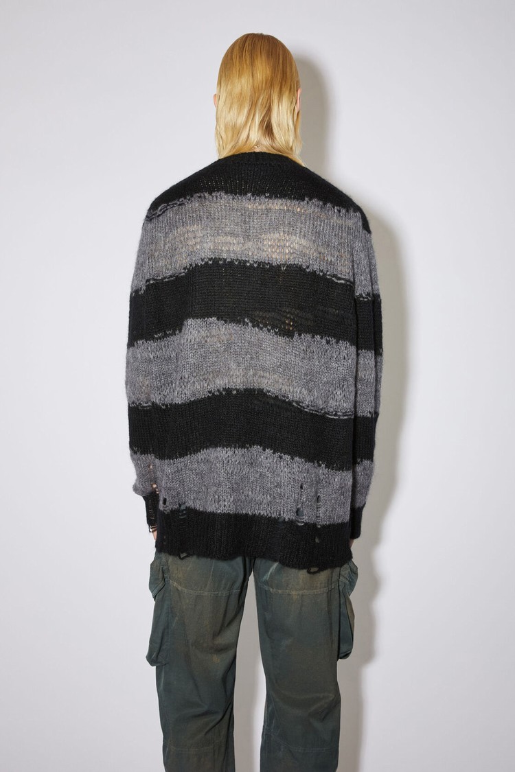 Grey / Black Acne Studios Distressed Striped Women's Knitwear | SMRK-85309