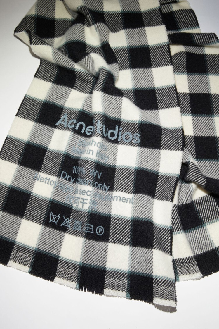 Grey / Black / White Acne Studios Check Wool Scarf | MIQK-65092